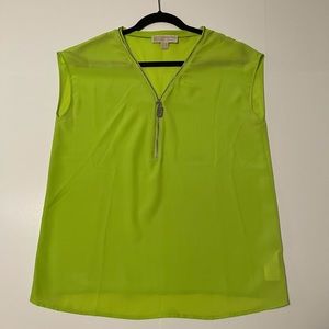 Michael Kors Short Sleeve Neon Zipper Blouse